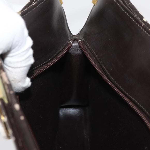 Christian Dior Trotter Canvas Shoulder Bag Brown Gold Auth 178153