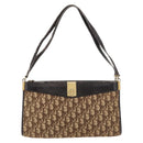 Christian Dior Trotter Canvas Shoulder Bag Brown Gold Auth 178153-13