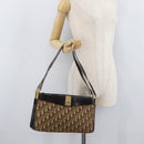 Christian Dior Trotter Canvas Shoulder Bag Brown Gold Auth 178153-21