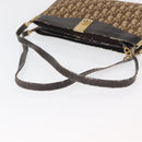 Christian Dior Trotter Canvas Shoulder Bag Brown Gold Auth 178153-7