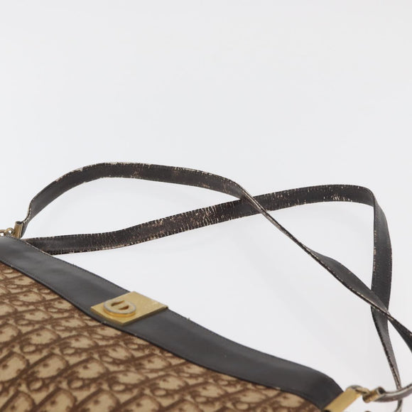 Christian Dior Trotter Canvas Shoulder Bag Brown Gold Auth 178153