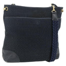 BOTTEGA VENETA Shoulder Bag straw Navy Gold Auth 178160-1