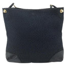 BOTTEGA VENETA Shoulder Bag straw Navy Gold Auth 178160-2