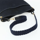 BOTTEGA VENETA Shoulder Bag straw Navy Gold Auth 178160-7