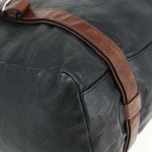 PRADA Tote Bag Leather Black Silver Auth 178161