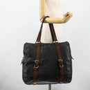 PRADA Tote Bag Leather Black Silver Auth 178161-24