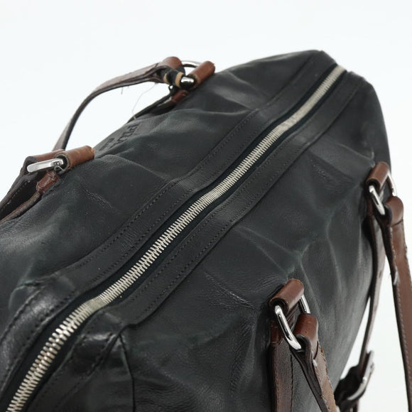 PRADA Tote Bag Leather Black Silver Auth 178161