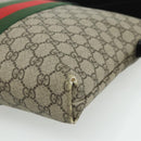 GUCCI GG Supreme Web Sherry Line Shoulder Bag PVC Beige Red 387111 Auth 178163-10