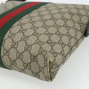 GUCCI GG Supreme Web Sherry Line Shoulder Bag PVC Beige Red 387111 Auth 178163-12