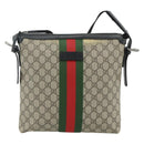 GUCCI GG Supreme Web Sherry Line Shoulder Bag PVC Beige Red 387111 Auth 178163-2