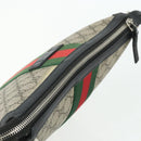 GUCCI GG Supreme Web Sherry Line Shoulder Bag PVC Beige Red 387111 Auth 178163-6