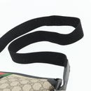 GUCCI GG Supreme Web Sherry Line Shoulder Bag PVC Beige Red 387111 Auth 178163-8