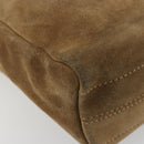 LOEWE Anagram Shoulder Bag Suede Gold Beige Auth 178167-14