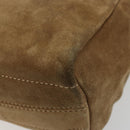 LOEWE Anagram Shoulder Bag Suede Gold Beige Auth 178167-15