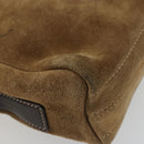 LOEWE Anagram Shoulder Bag Suede Gold Beige Auth 178167-16