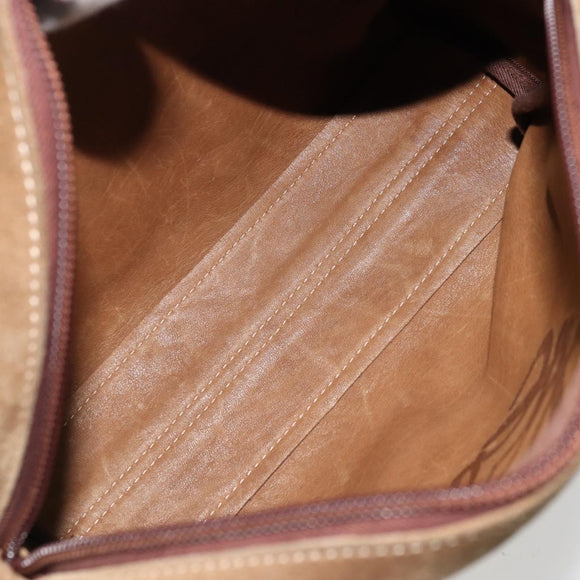 LOEWE Anagram Shoulder Bag Suede Gold Beige Auth 178167