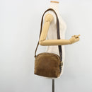 LOEWE Anagram Shoulder Bag Suede Gold Beige Auth 178167-18