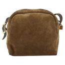 LOEWE Anagram Shoulder Bag Suede Gold Beige Auth 178167-2