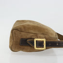 LOEWE Anagram Shoulder Bag Suede Gold Beige Auth 178167-3