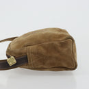 LOEWE Anagram Shoulder Bag Suede Gold Beige Auth 178167-4