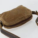 LOEWE Anagram Shoulder Bag Suede Gold Beige Auth 178167-6