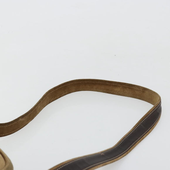 LOEWE Anagram Shoulder Bag Suede Gold Beige Auth 178167