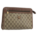 GUCCI GG Supreme Clutch Bag PVC Beige Gold 014 115 6063 Auth 178169-1