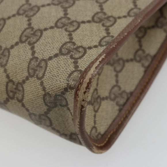 GUCCI GG Supreme Clutch Bag PVC Beige Gold 014 115 6063 Auth 178169