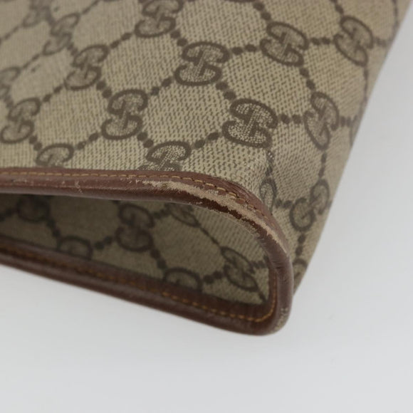GUCCI GG Supreme Clutch Bag PVC Beige Gold 014 115 6063 Auth 178169