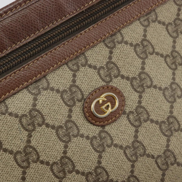GUCCI GG Supreme Clutch Bag PVC Beige Gold 014 115 6063 Auth 178169