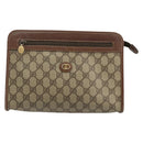 GUCCI GG Supreme Clutch Bag PVC Beige Gold 014 115 6063 Auth 178169-2