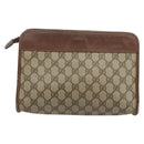 GUCCI GG Supreme Clutch Bag PVC Beige Gold 014 115 6063 Auth 178169-3