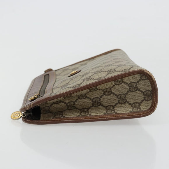 GUCCI GG Supreme Clutch Bag PVC Beige Gold 014 115 6063 Auth 178169