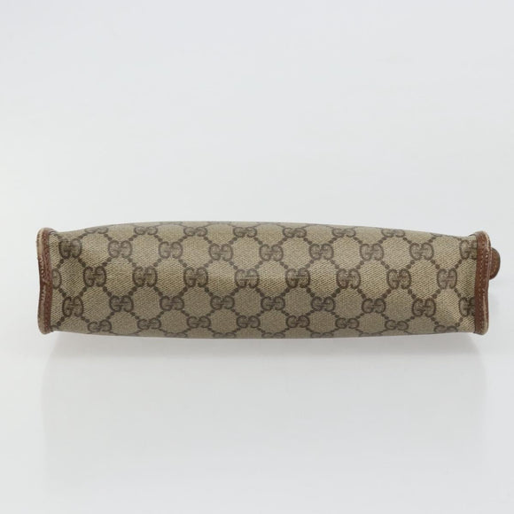 GUCCI GG Supreme Clutch Bag PVC Beige Gold 014 115 6063 Auth 178169
