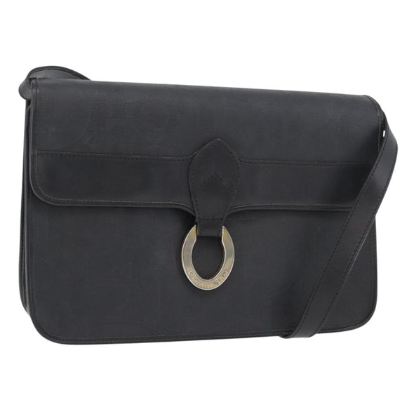 Christian Dior Trotter Canvas Shoulder Bag PVC Black Gold Auth 178171