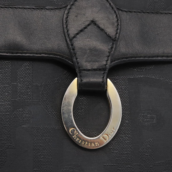 Christian Dior Trotter Canvas Shoulder Bag PVC Black Gold Auth 178171