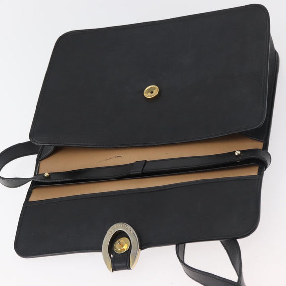 Christian Dior Trotter Canvas Shoulder Bag PVC Black Gold Auth 178171
