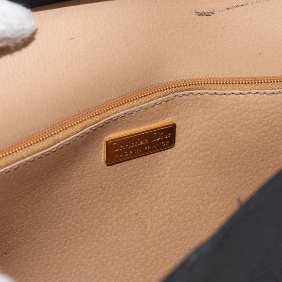 Christian Dior Trotter Canvas Shoulder Bag PVC Black Gold Auth 178171