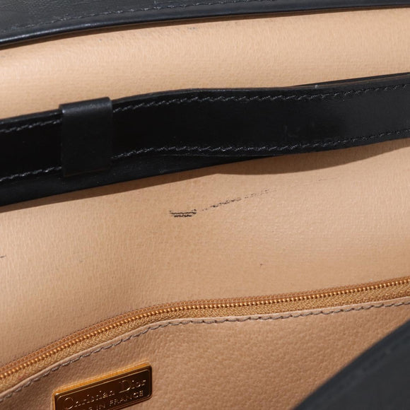 Christian Dior Trotter Canvas Shoulder Bag PVC Black Gold Auth 178171