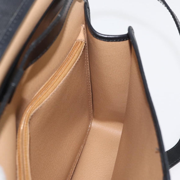 Christian Dior Trotter Canvas Shoulder Bag PVC Black Gold Auth 178171