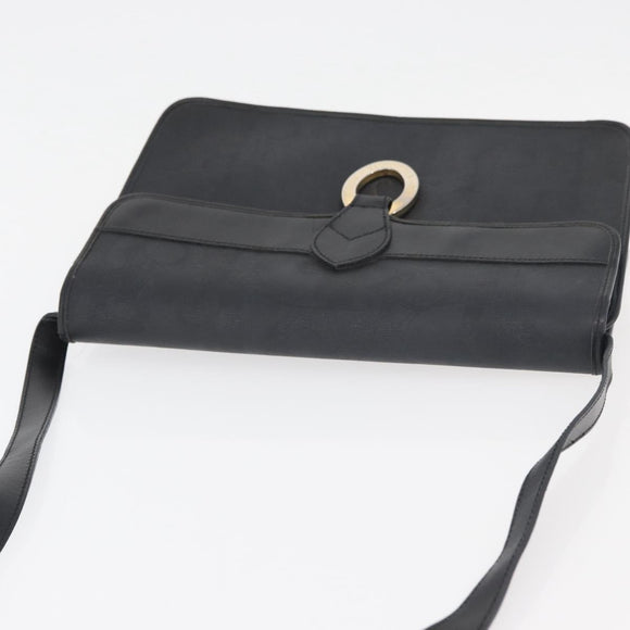 Christian Dior Trotter Canvas Shoulder Bag PVC Black Gold Auth 178171