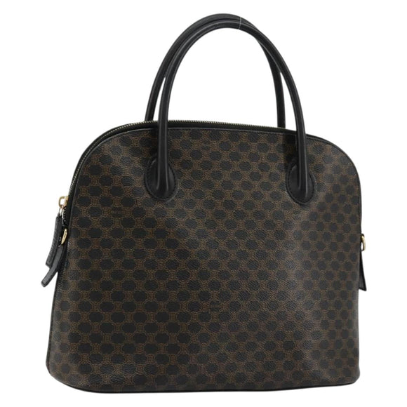CELINE Macadam Canvas Hand Bag PVC Leather Black Gold Auth 178172A
