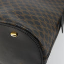 CELINE Macadam Canvas Hand Bag PVC Leather Black Gold Auth 178172A-9
