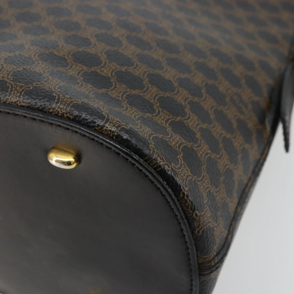 CELINE Macadam Canvas Hand Bag PVC Leather Black Gold Auth 178172A