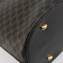 CELINE Macadam Canvas Hand Bag PVC Leather Black Gold Auth 178172A-14