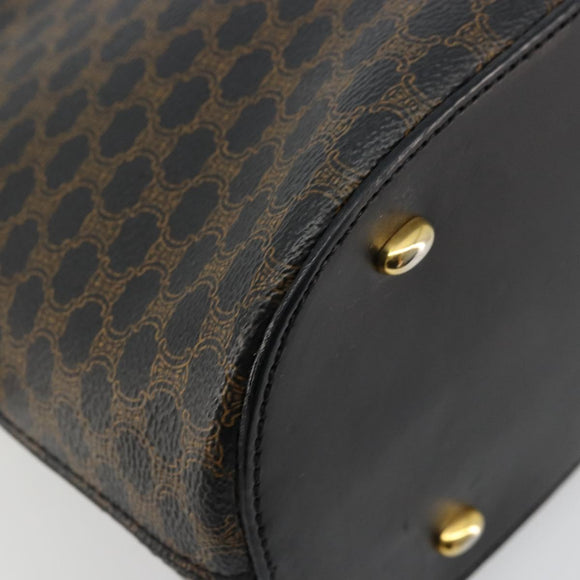 CELINE Macadam Canvas Hand Bag PVC Leather Black Gold Auth 178172A