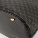 CELINE Macadam Canvas Hand Bag PVC Leather Black Gold Auth 178172A-15