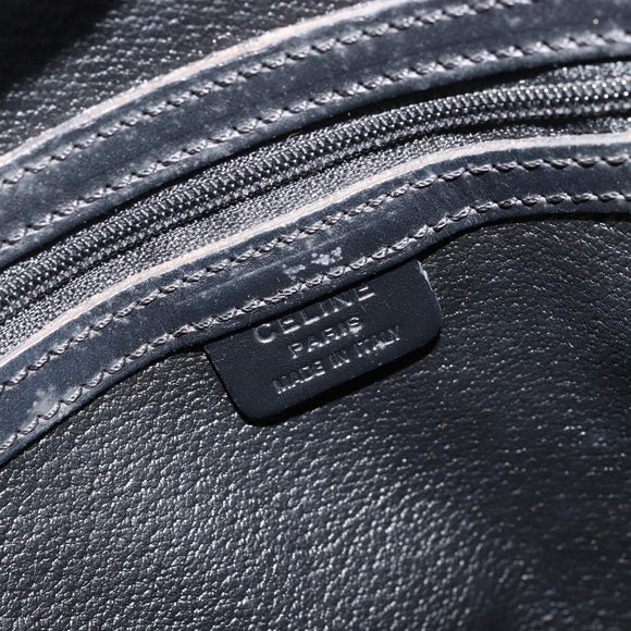 CELINE Macadam Canvas Hand Bag PVC Leather Black Gold Auth 178172A