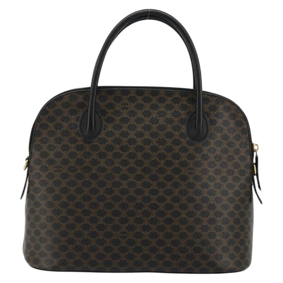 CELINE Macadam Canvas Hand Bag PVC Leather Black Gold Auth 178172A