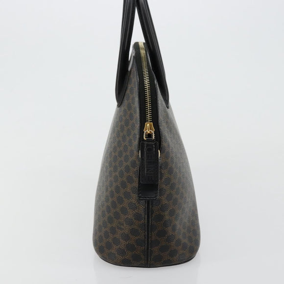 CELINE Macadam Canvas Hand Bag PVC Leather Black Gold Auth 178172A